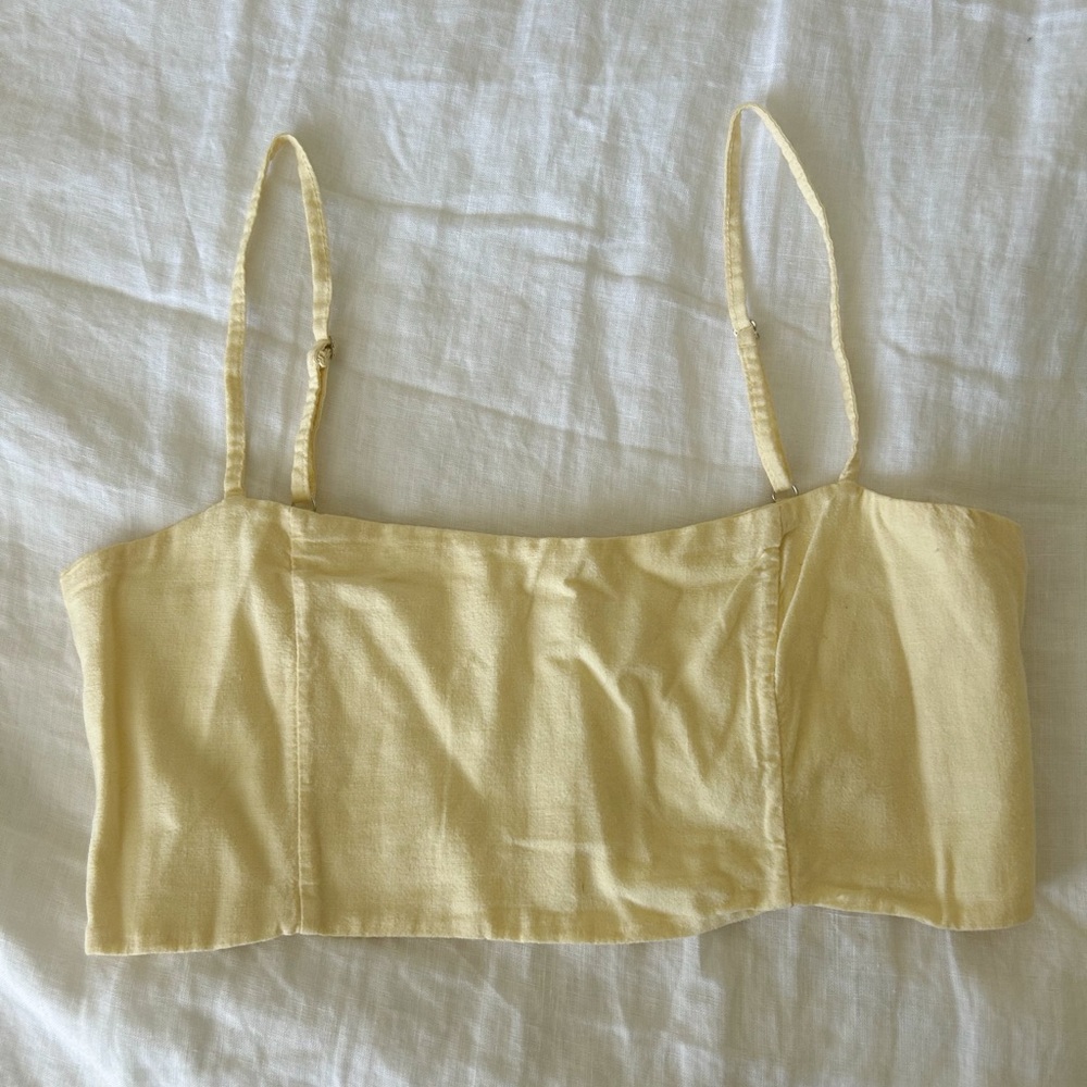 Brandy Melville yellow linen tank